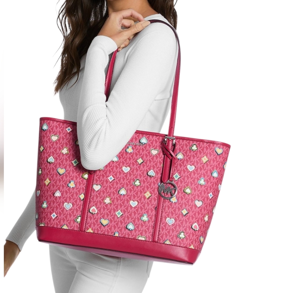 Michael Kors Jet Set Large Printed Signature Logo Tote Bag